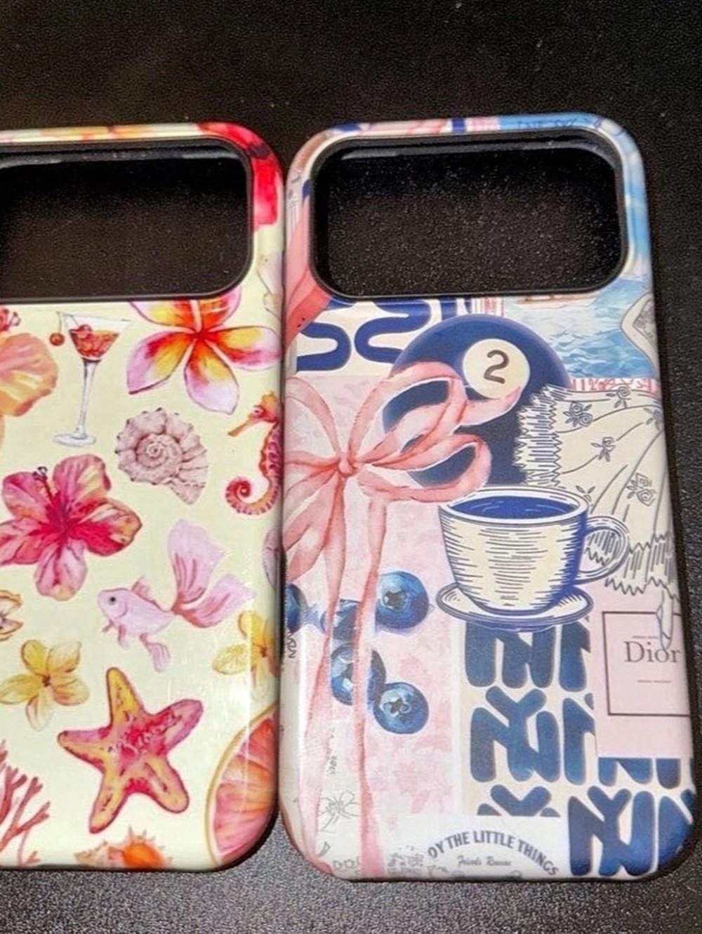 BUNDLE IPHONE 17 PRO MAX Dior Floral Phone Cases Pink & Blue Like New